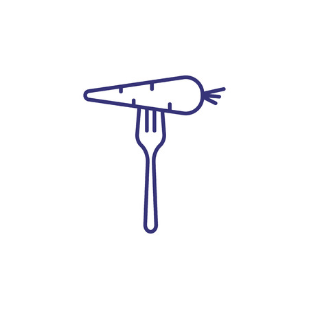 Eating carrot line icon. Vegetable, fork, lunch. Diet concept. Vector illustration can be used for topics like vegan, lifestyle, foodのイラスト素材