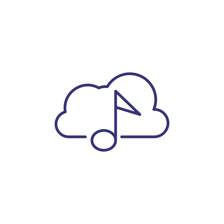 Cloud storage line icon. Note, music, song. Multimedia concept. Vector illustration can be used for topics like server, internet, audioのイラスト素材