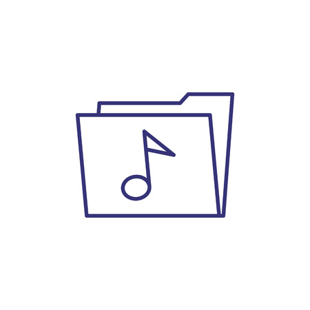Folder with music line icon. Song, track, collection. Playlist concept. Vector illustration can be used for topics like database, sound, multimediaのイラスト素材