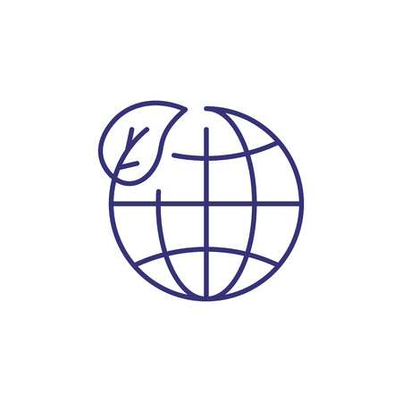 Green planet line icon. Globe, leaf, sphere. Care of planet concept. Vector illustration can be used for topics like recycling, ecology, environmental conservationのイラスト素材