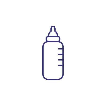Baby bottle line icon. Newborn concept. Children, feeding, childcare. Vector illustration for topics like childhood, nursery, child nutritionのイラスト素材