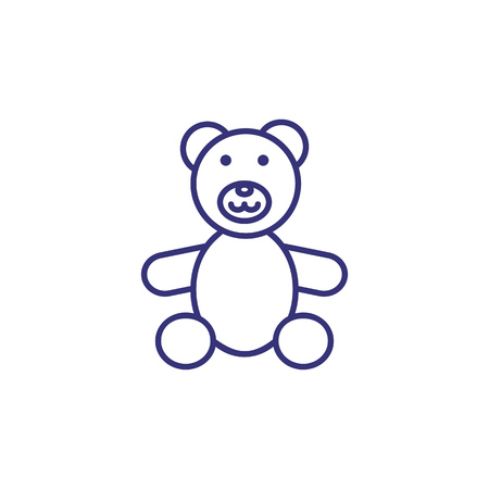 Teddy bear line icon. Toy concept. Childhood, toy, playing. Vector illustration for topics like childhood, nursery, baby toysのイラスト素材