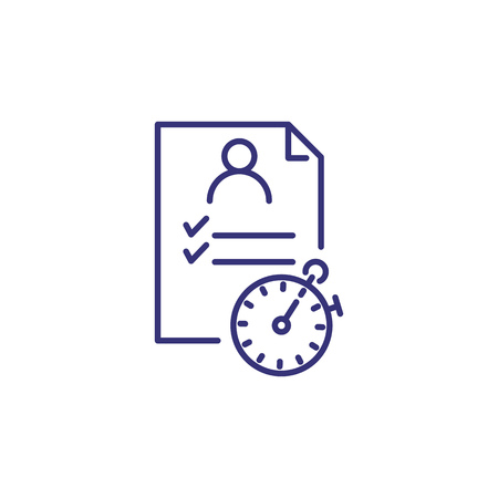 Checklist with stopwatch line icon. Sport concept. Training list, checking, fitness. Vector illustration for topics like training, sport, competitionのイラスト素材