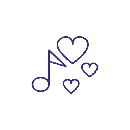 Favorite song line icon. Note, heart, love. Romantic collection concept. Vector illustration can be used for topics like music, song, Valentines dayのイラスト素材