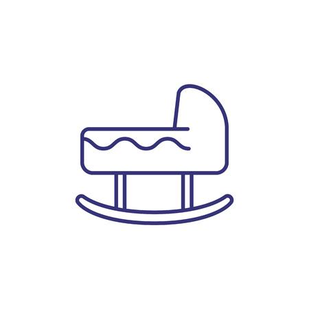 Wooden baby bed line icon. Toy concept. Childhood, toys, children. Vector illustration for topics like childhood, playing, toysのイラスト素材