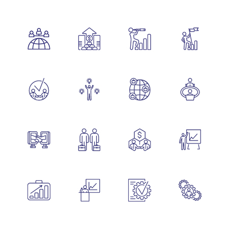 Leader line icon set. Meeting, partnership, deal. Business concept. Can be used for topics like startup, leadership, career promotionの写真素材