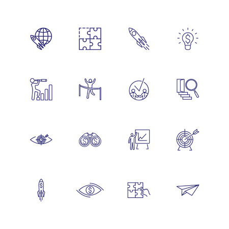 Leadership line icon set. Meeting, startup, map location. Business concept. Can be used for topics like startup, management, achieving goalsの写真素材