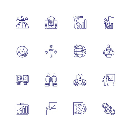 Leader line icon set. Meeting, partnership, deal. Business concept. Can be used for topics like startup, leadership, career promotionのイラスト素材