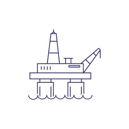 Oil platform line icon. Drilling rig, gas platform, offshore oil and gas industry. Factory concept. Vector illustration can be used for topics like industry, energy, fuelのイラスト素材