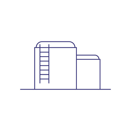 Oil storage line icon. Oil tank, refinery plant, petrochemical plant. Factory concept. Vector illustration can be used for topics like oil and gas industry, business, industrial equipmentのイラスト素材