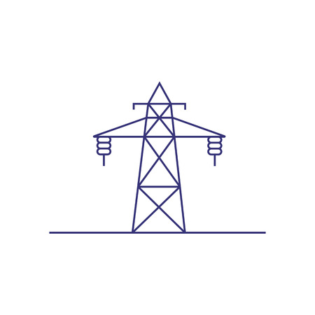 Power transmission tower line icon. High voltage, power station, electricity. Factory concept. Vector illustration can be used for topics like energy, industry, engineeringのイラスト素材