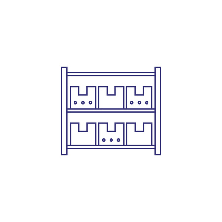 Shelves with boxes line icon. Warehouse, storage room, merchandise. Distribution concept. Vector illustration can be used for topics like business, delivery, shipmentのイラスト素材