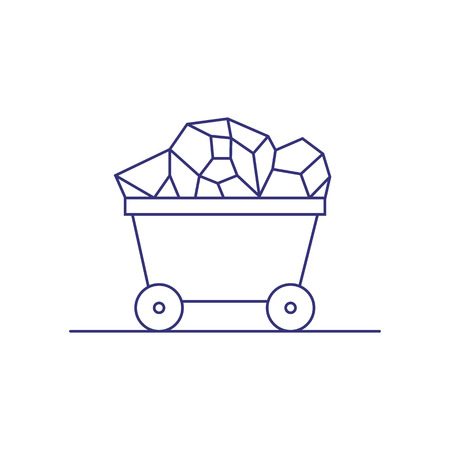 Trolley with coal line icon. Coal mining, treasure, mineral. Extraction concept. Vector illustration can be used for topics like industry, metallurgy, transportationのイラスト素材