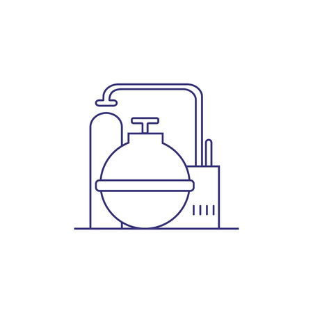 Oil factory equipment line icon. Laboratory, boilers, plant. Factory concept. Vector illustration can be used for topics like petrochemical industry, energy, oil and gas industryのイラスト素材