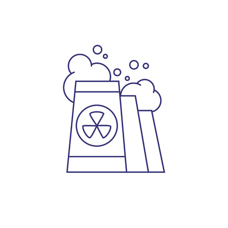 Nuclear power industry line icon. Nuclear reactor, nuclear power plant, atomic electric power station. Factory concept. Vector illustration can be used for topics like industry, energy, ecologyの写真素材