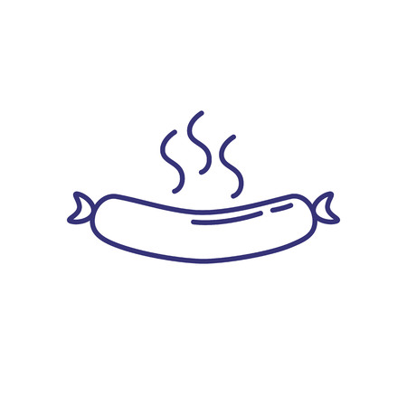 Hot sausage line icon. Wiener, meal, bbq. Delicatessen concept. Vector illustration can be used for topics like cooking, Bavarian food, restaurantのイラスト素材
