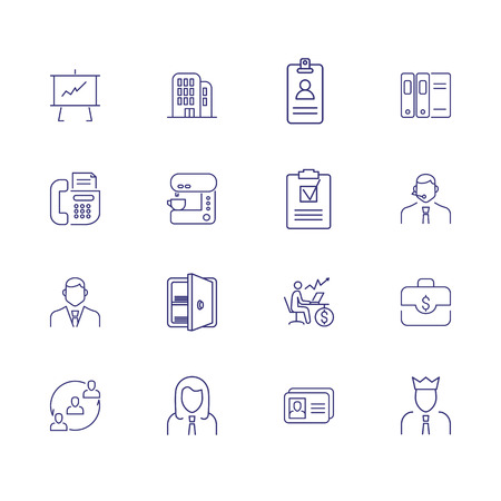 Finance management line icon set. Broker, safe, portfolio. Finance concept. Can be used for topics like investment, banking, savingのイラスト素材