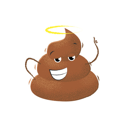 Smiling confident poop raising hand. Character, emoji, excrement. Can be used for topics like toilet, smell, humorのイラスト素材