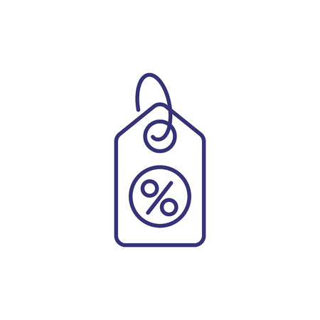 Discount tag line icon. Paper tag with percent mark on white background. Sale concept. Vector illustration can be used for topics like sale, shopping, discountのイラスト素材