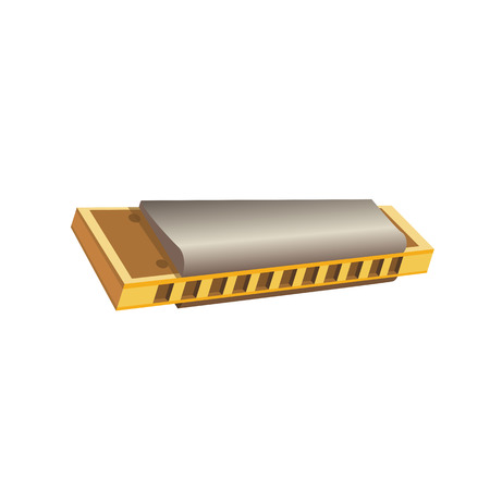 Harmonica flat icon. Mouth organ, French harp, blues harp. Musical instruments concept. Vector illustration can be used for topics like music, leisure, cultureのイラスト素材
