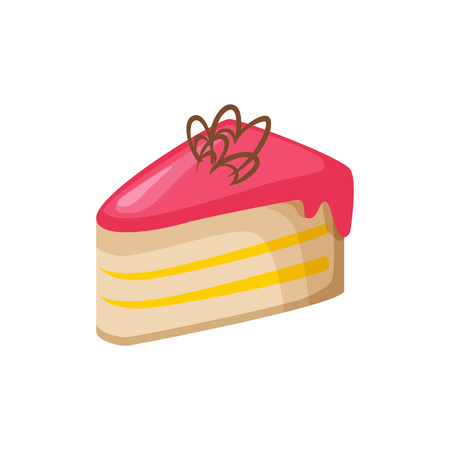 Pink pie illustration. Pink, frosting, biscuit. Food concept. Vector illustration can be used for topics like food, confectionary, sweet shopのイラスト素材