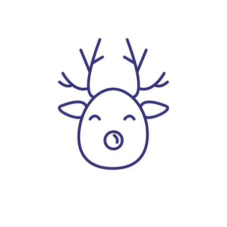 Reindeer line icon. Santa Claus, hunting trophy, cartoon character. Christmas concept. Vector illustration can be used for topics like holiday, celebration, fairy taleのイラスト素材