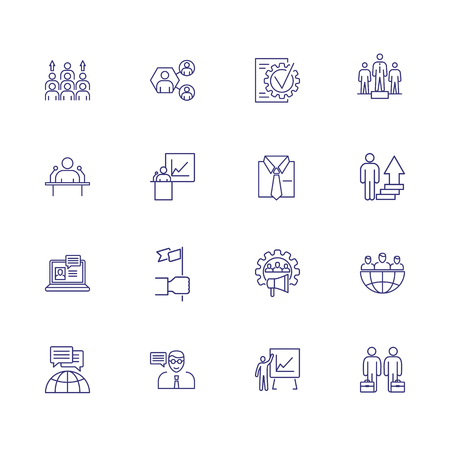 Businessman line icon set. Leader, speaker, advisor, partner, team. Business concept. Can be used for topics like management, leadership, teamworkのイラスト素材