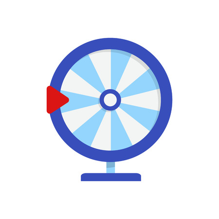 Blue fortune wheel with red arrow illustration. Game, gambling, luck. Casino concept. Vector illustration can be used for topics like casino, circus, entertainmentのイラスト素材