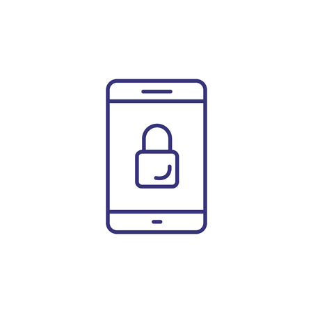 Tablet security line icon. Screen with lock on white background. Security concept. Vector illustration can be used for topics like safety, protection, personal dataのイラスト素材