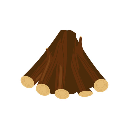 Pile of logs illustration. Tree trunk, firewood, timber harvest. Wood concept. Can be used for topics like forestry, wooden industry, natural fuelのイラスト素材