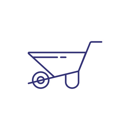 Wheelbarrow line icon. Wheel barrow, carrying, transport. Construction concept. Can be used for topics like site, mining, gardeningのイラスト素材
