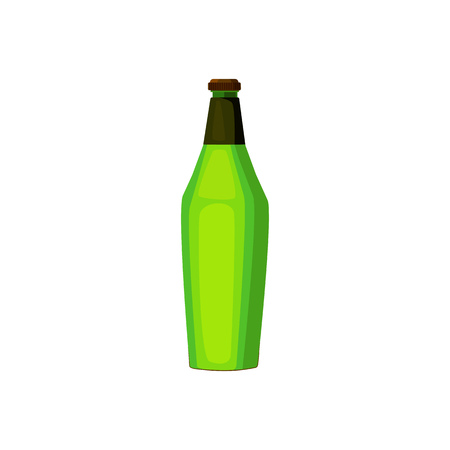 Green soda water bottle illustration. Beer, drinking, soda, alcohol. Drinking concept. Vector illustration can be used for topics like beverage, bar, super marketのイラスト素材