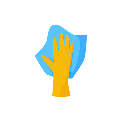 Hand holding duster illustration. Cleaning, house, daily routine, equipment. Household concept. Vector illustration can be used for topics like domestic life, supermarket, cleaningのイラスト素材