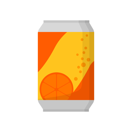 Orange soda can illustration. Drink, soda, market place. Food concept. Vector illustration can be used for topics like super market, restaurantのイラスト素材