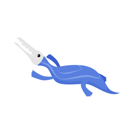 Blue ichthyoid dinosaur illustration. Creature, colored, animal. Nature concept. Vector illustration can be used for topics like history, school, kid booksのイラスト素材