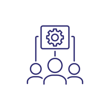 Collaboration line icon. Work group, screen, idea, presentation. Career concept. Vector illustration can be used for topics like working, business, office jobのイラスト素材