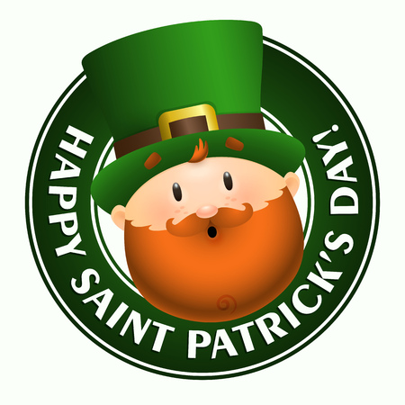 Happy Saint Patricks Day lettering in frame with Leprechaun. St Patricks Day poster. Handwritten text, calligraphy. For leaflets, brochures, invitations, posters or banners.のイラスト素材