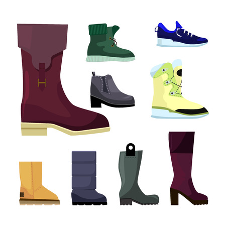 Shoes for women set. Collection of boots for female customer. Can be used for topics like style, fashion, footwearのイラスト素材