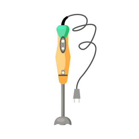 Stick blender illustration. Cooking, kitchenware, equipment. House technics concept. Vector illustration can be used for topics like home, progressのイラスト素材