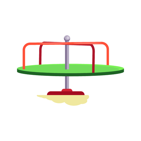 Children spinning merry-go-round vector. Playground, carousel, roundabout. Childhood concept. Vector illustration can be used for topics like entertainment, leisure, outdoor activityのイラスト素材