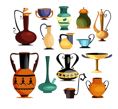 Old pitchers and jugs set. Antique vases collection. Can be used for topics likeのイラスト素材