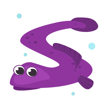 Purple eel fish flat icon. Fish, underwater animals, wildlife. Sea cartoon characters concept. Vector illustration can be used for topics like animals, marine life, natureのイラスト素材