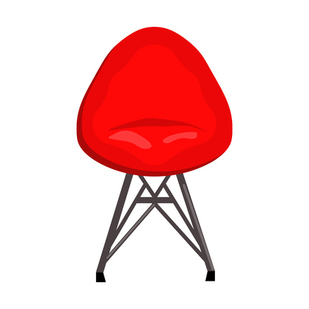Red plastic chair flat icon. Lounge room, waiting room, seat. Chairs concept. Vector illustration can be used for topics like furniture, store catalogue, housewareのイラスト素材