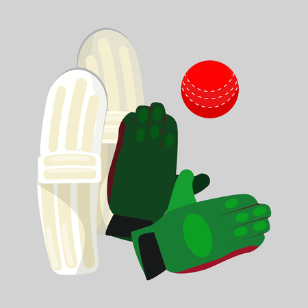 Baseball equipment illustration. Gloves, ball, shin guard. Sport concept. Vector illustration can be used for topics like professional sport, playing, outside, gameのイラスト素材