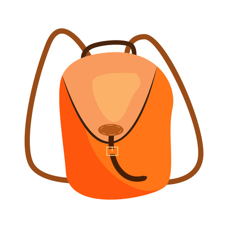 Orange backpack illustration. Bag, active lifestyle. Fashion concept. Vector illustration can be used for topics like shopping, accessory, travellingのイラスト素材
