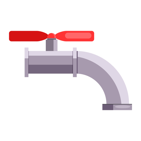Steel water tap illustration. Pipeline, repair, fixing. Engineering concept. Vector illustration can be used for topics like leakage, repair service, constructionのイラスト素材