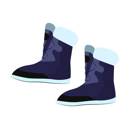 Warm blue boots illustration. Shoes, winter boots, cold time. Fashion concept. Vector illustration can be used for topics like shopping, wardrobe, winterのイラスト素材