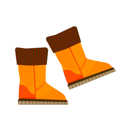 Warm boots illustration. Shoes, warm, cold time. Fashion concept. Vector illustration can be used for topics like shopping, wardrobe, winterのイラスト素材