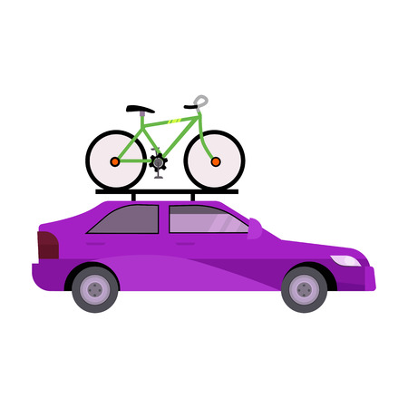 Bright purple car illustration. Auto, bicycle, transportation. Transport concept. Vector illustration can be used for topics like vehicles, transportation, tripのイラスト素材