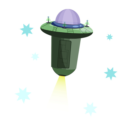 Modern space rocket. Spaceship with antennas among stars. Can be used for topics like cosmos, space, ufoのイラスト素材